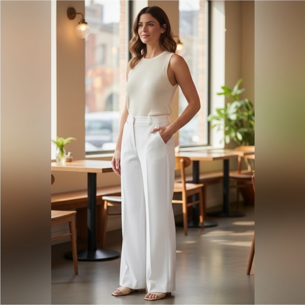 ANTONIO MELANI White Wide-Leg Pants size 6 NWT